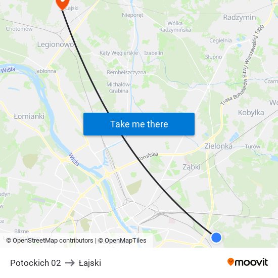 Potockich to Łajski map