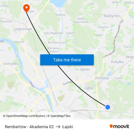 Rembertów - Akademia 02 to Łajski map