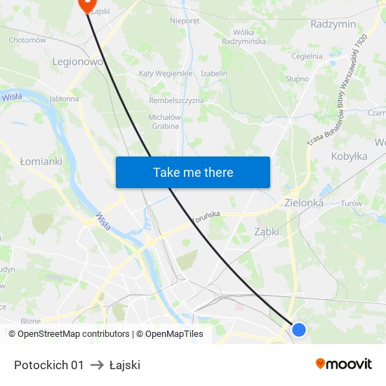 Potockich to Łajski map