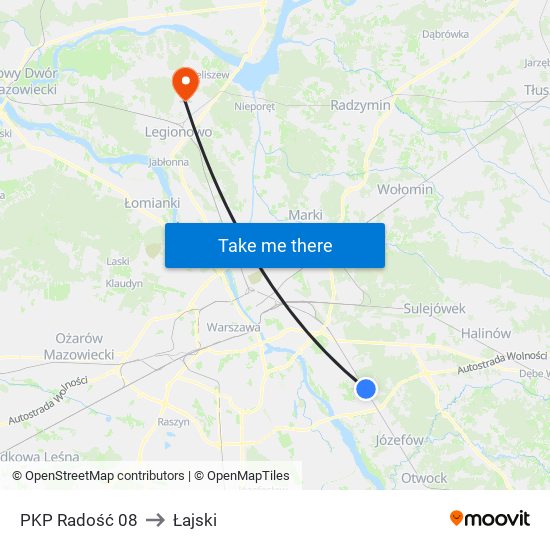 PKP Radość to Łajski map