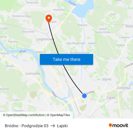 Bródno - Podgrodzie 03 to Łajski map