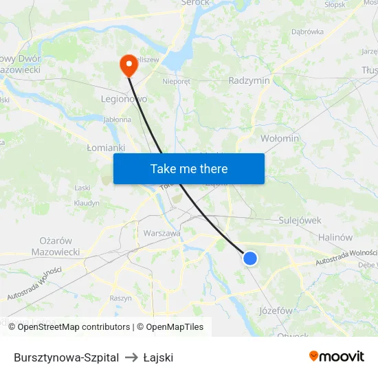 Bursztynowa - Szpital to Łajski map