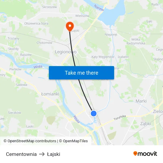 Cementownia to Łajski map