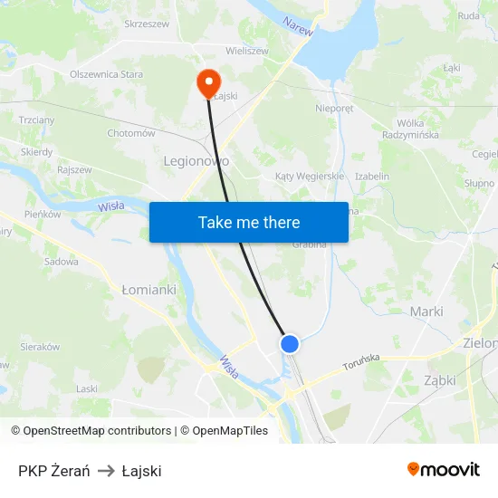 PKP Żerań to Łajski map