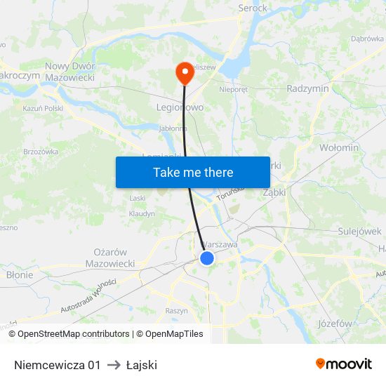 Niemcewicza to Łajski map