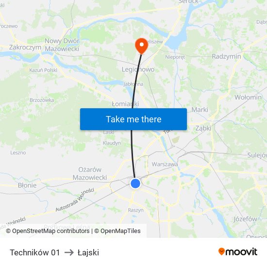 Techników to Łajski map