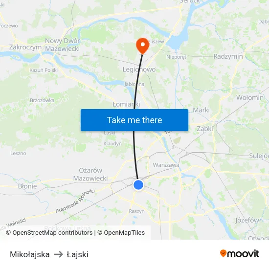 Mikołajska to Łajski map