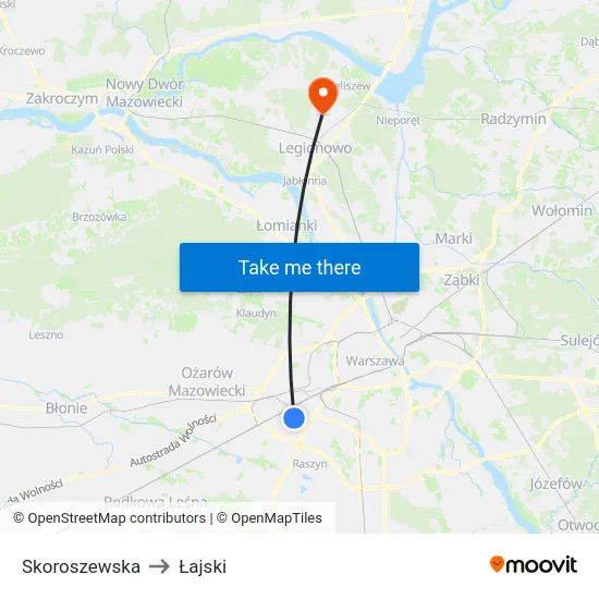 Skoroszewska to Łajski map