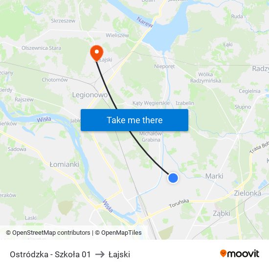 Ostródzka - Szkoła 01 to Łajski map