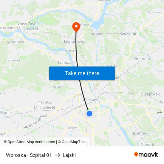 Wołoska - Szpital 01 to Łajski map