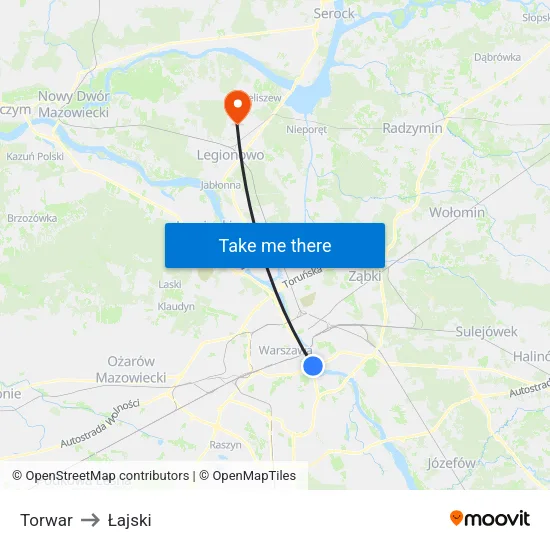 Torwar to Łajski map