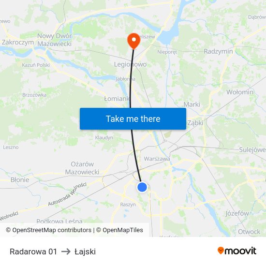 Radarowa to Łajski map