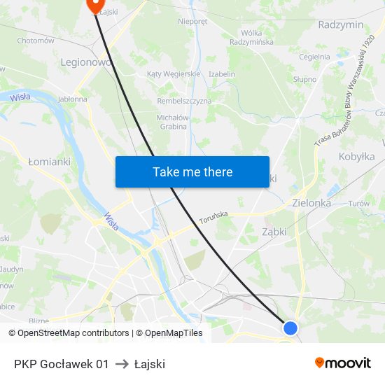 PKP Gocławek 01 to Łajski map