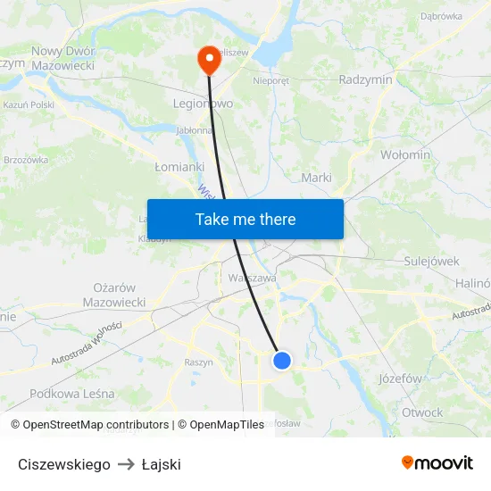 Ciszewskiego to Łajski map