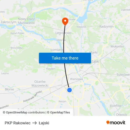 PKP Rakowiec to Łajski map