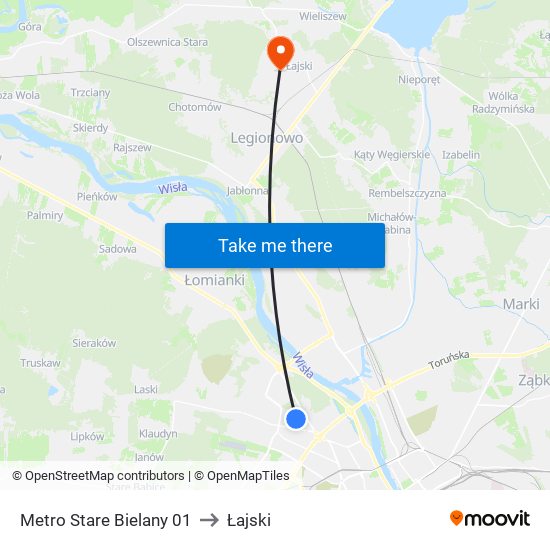 Metro Stare Bielany 01 to Łajski map