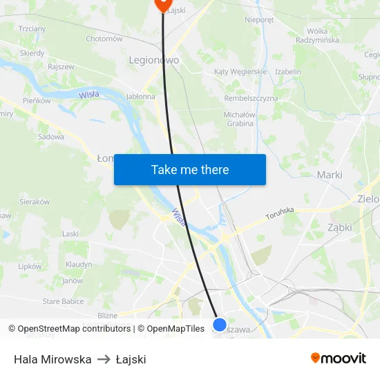 Hala Mirowska to Łajski map