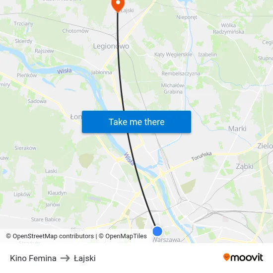 Kino Femina to Łajski map