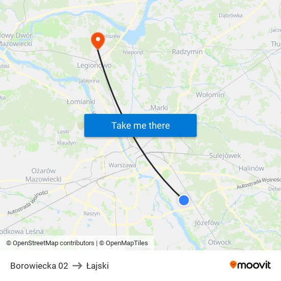 Borowiecka to Łajski map