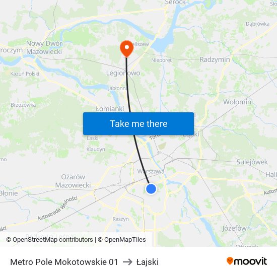 Metro Pole Mokotowskie 01 to Łajski map