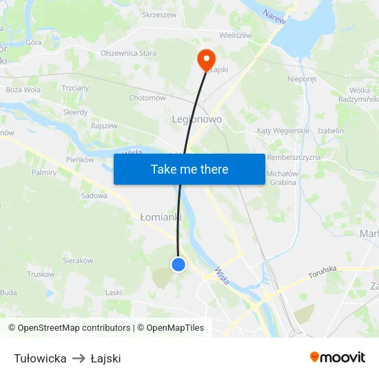 Tułowicka to Łajski map