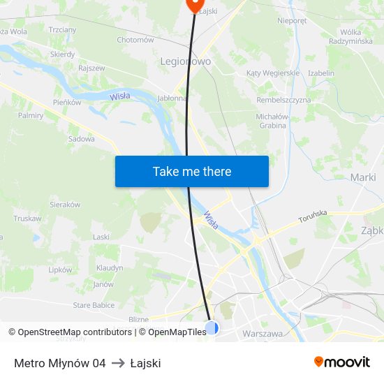 Metro Młynów to Łajski map