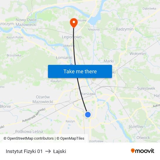 Instytut Fizyki 01 to Łajski map