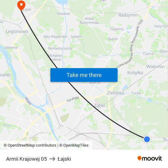 Armii Krajowej to Łajski map