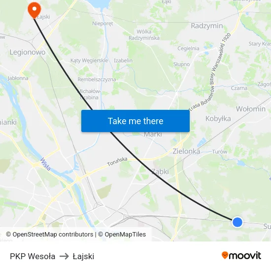 PKP Wesoła to Łajski map
