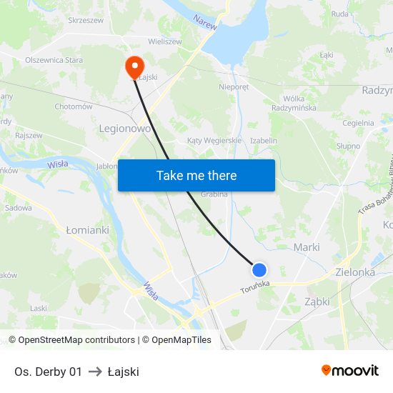 Os. Derby to Łajski map