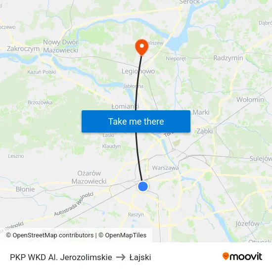PKP WKD Al. Jerozolimskie to Łajski map