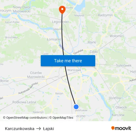 Karczunkowska to Łajski map
