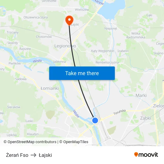 Żerań Fso to Łajski map