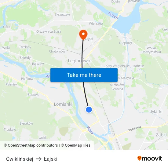 Ćwiklińskiej to Łajski map