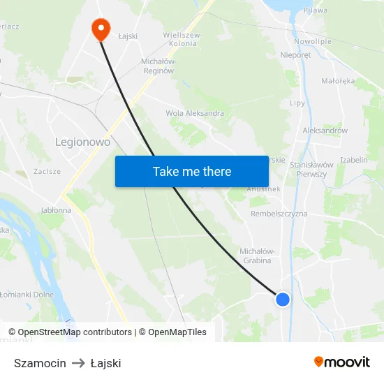 Szamocin to Łajski map