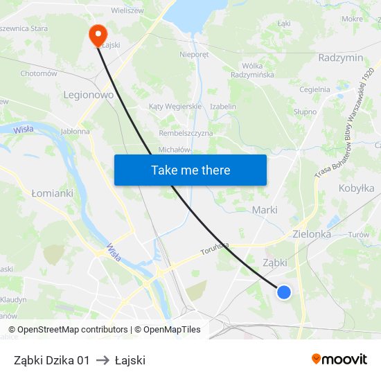 Ząbki Dzika 01 to Łajski map