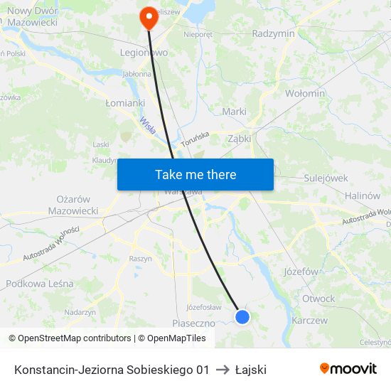 Konstancin-Jeziorna Sobieskiego to Łajski map