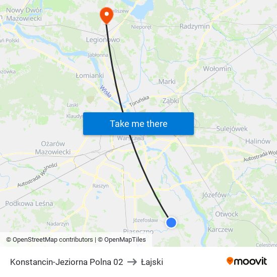 Konstancin-Jeziorna Polna 02 to Łajski map