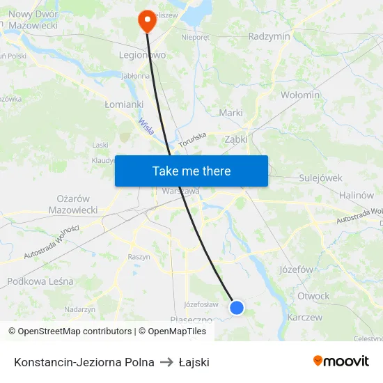Konstancin-Jeziorna Polna to Łajski map