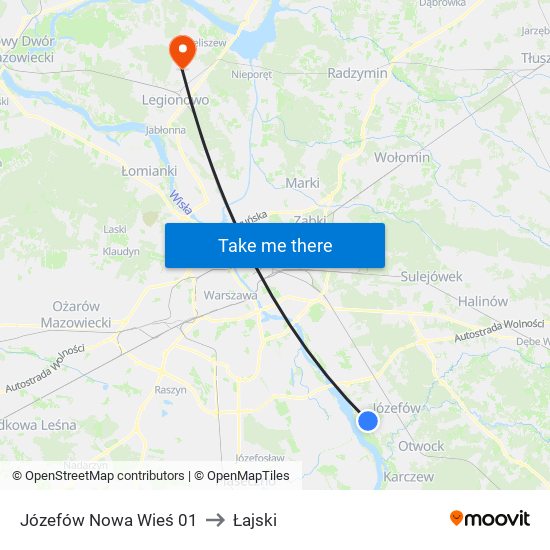 Józefów Nowa Wieś to Łajski map