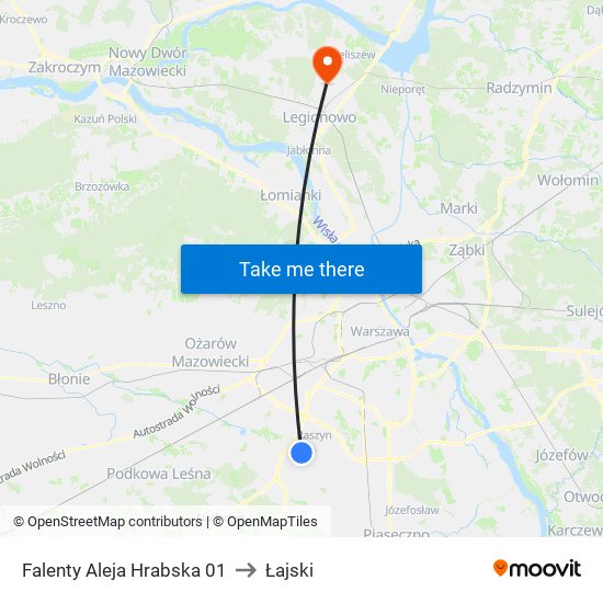 Falenty Aleja Hrabska 01 to Łajski map