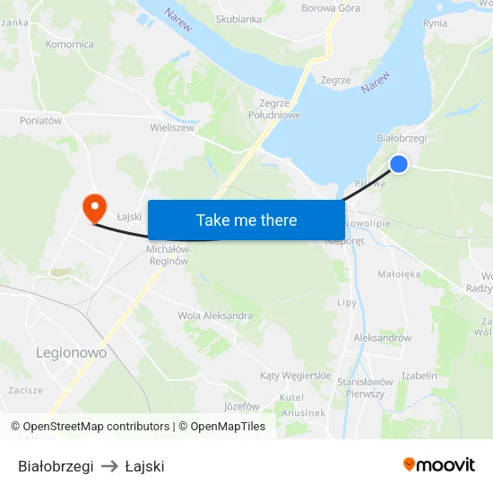 Białobrzegi to Łajski map