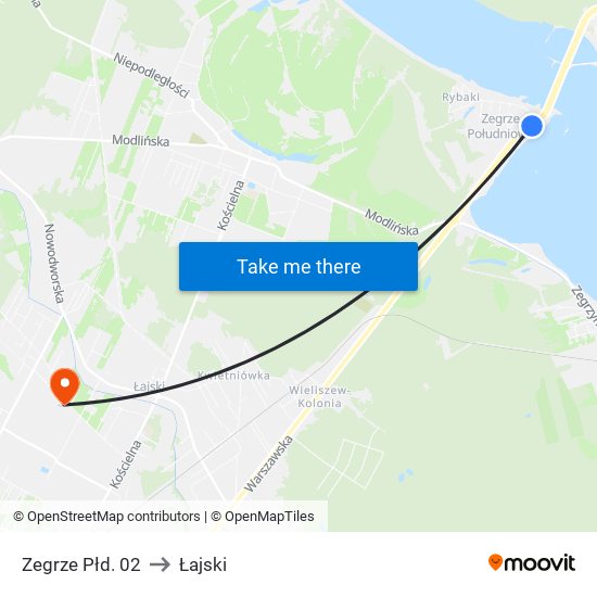 Zegrze Płd. to Łajski map