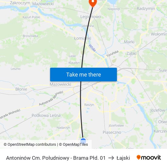 Antoninów Cm. Południowy-Brama Płd. to Łajski map