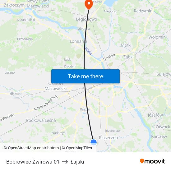 Bobrowiec Żwirowa to Łajski map