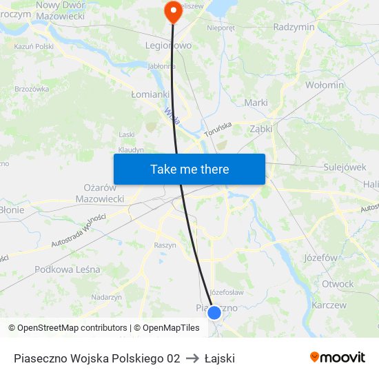 Piaseczno Wojska Polskiego 02 to Łajski map