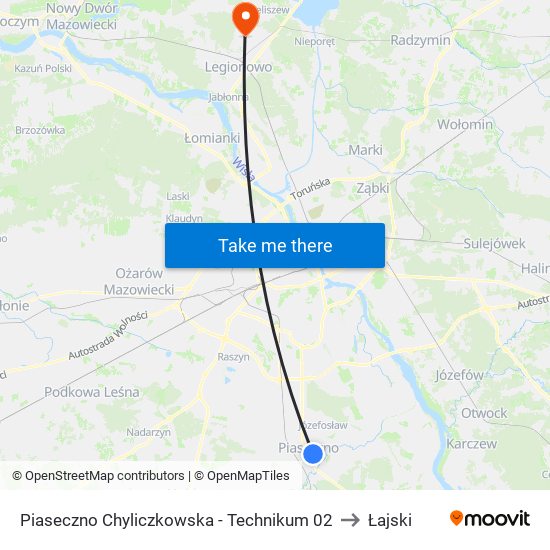 Piaseczno Chyliczkowska - Technikum 02 to Łajski map