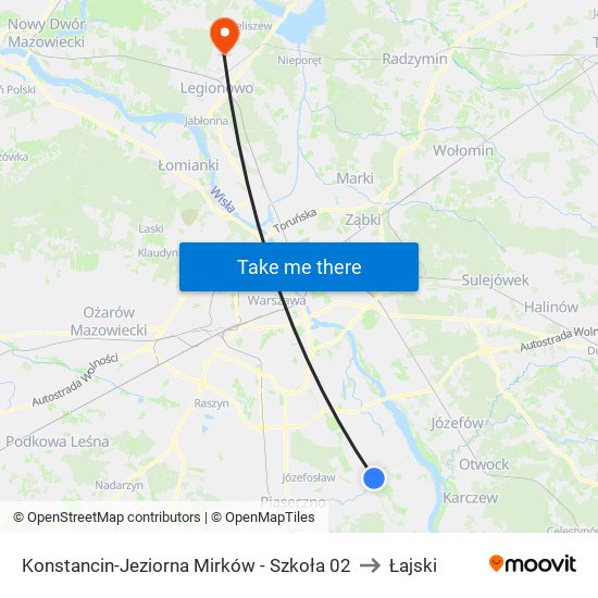 Konstancin-Jeziorna Mirków - Szkoła 02 to Łajski map