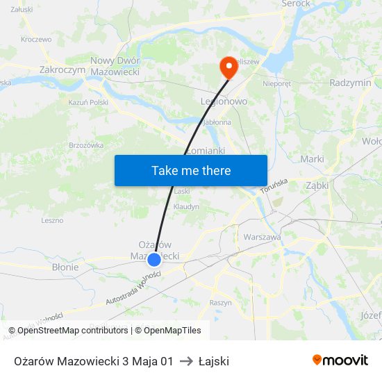 Ożarów Mazowiecki 3 Maja 01 to Łajski map