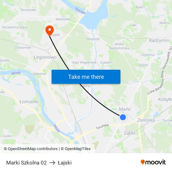 Marki Szkolna to Łajski map